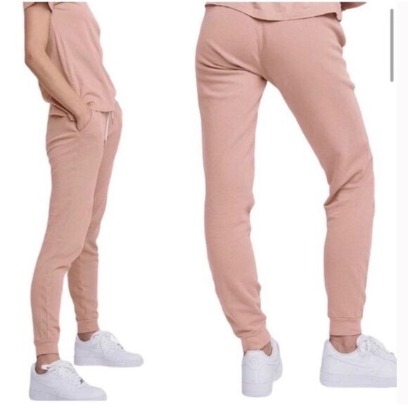 Mate 100% Organic Cotton Blush Pink Lounge Comfy Terry Jogger Sweat Pant Large